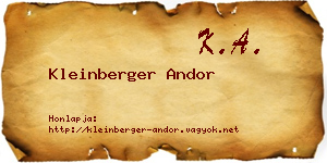 Kleinberger Andor névjegykártya